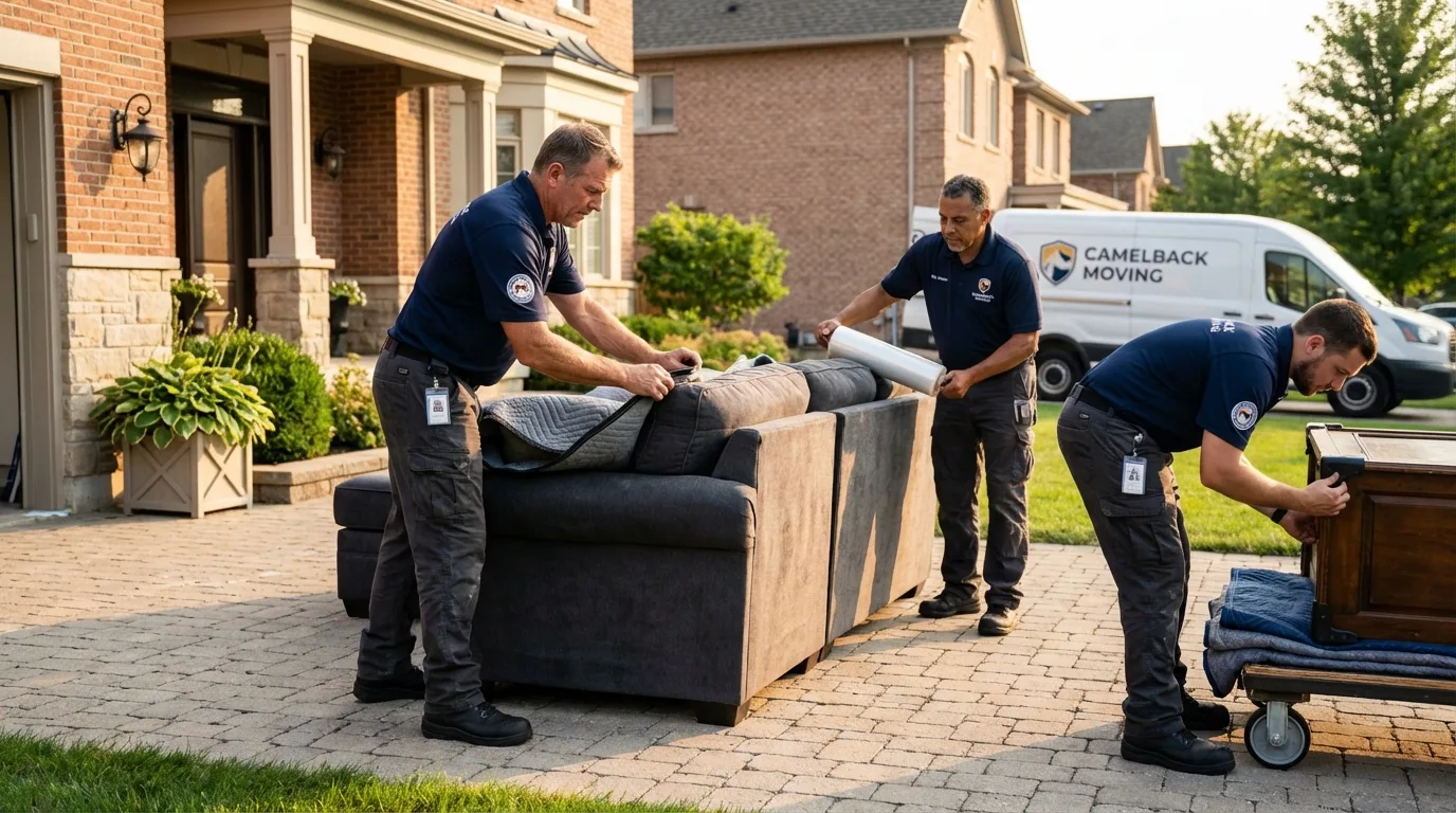 Large estate moving crew wrapping furniture in Union Point, GA