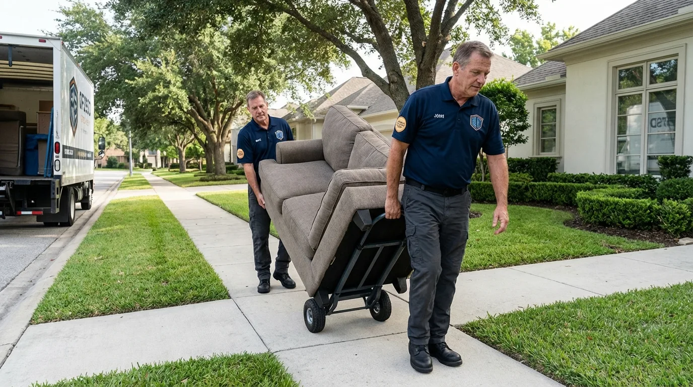Local residential moving crew loading furniture in Union Point, GA